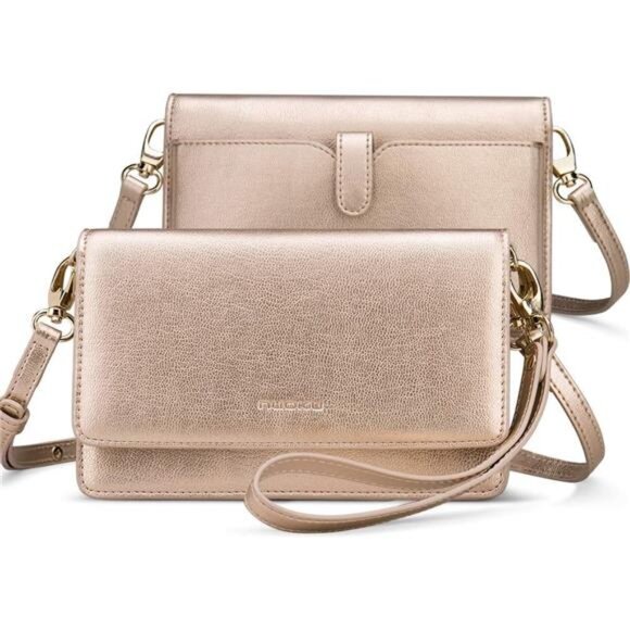 Women Small Crossbody Bag Cellphone Purse Wallet with RFID Card Slots 2 Straps - Picture 1 of 7